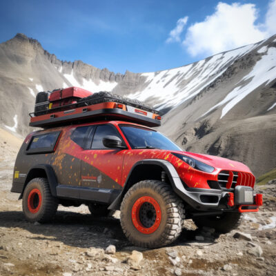 AI Generated Ferrari Pick -Up Truck in Mountains