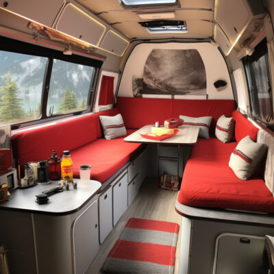 AI Generated Ferrari Camper Van Interior in retro style