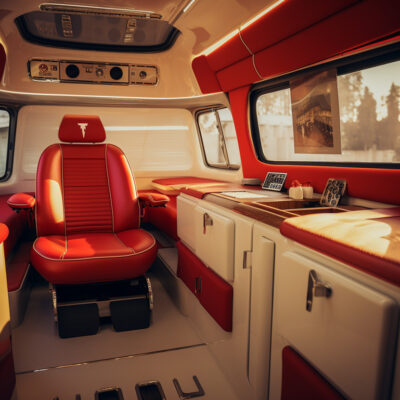AI Generated Ferrari Camper Van Interior in retro style
