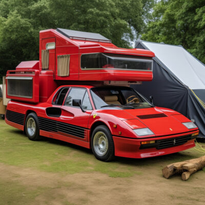 AI generated Ferrari Camper in retro style