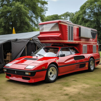 AI generated Ferrari Camper in retro style