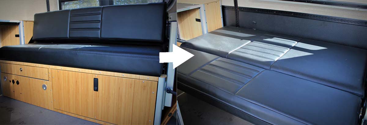Foldable sofa-bed for camper vans