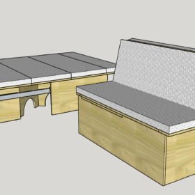 DIY SketchUp free plan to build a camper van rock and roll bed