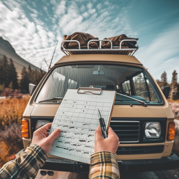 Camper van and checklist